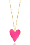 GAB+COS DESIGNS 14K GOLD PLATED CANDY PINK ENAMEL HEART NECKLACE,810040522604