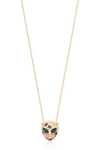 Gab+cos Designs 14k Yellow Gold Vermeil Pave Cz Panther Pendant Necklace In Gold