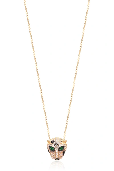Gab+cos Designs 14k Yellow Gold Vermeil Pave Cz Panther Pendant Necklace