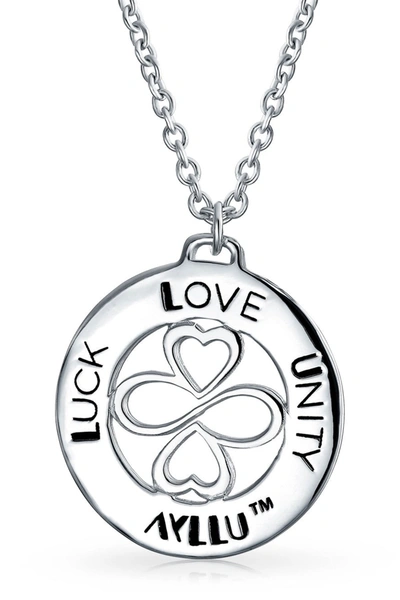 Bling Jewelry Ayllu Infinity Heart Clover Round Pendant Necklace In Silver