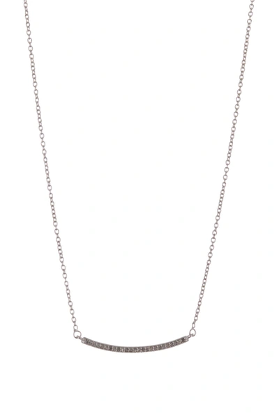 Adornia Fine Mercer Sterling Silver Pave Diamond Curved Bar Pendant Necklace