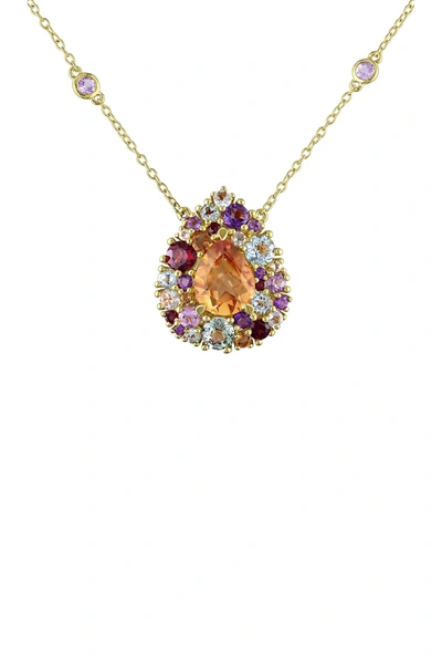 Delmar Multicolor Gemstone Teardrop Pendant Necklace