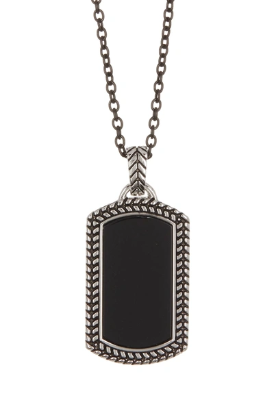 Link-up Antiqued Dog Tag Pendant Necklace In Black