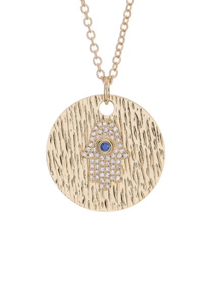 Ron Hami 14k Yellow Gold Blue Sapphire & Pave Diamond Hamsa Pendant Necklace In Yellow Gold/diamond/sapphire