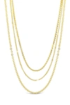Sterling Forever 14k Gold Plated Dainty Three Layer Chain Necklace In Gold