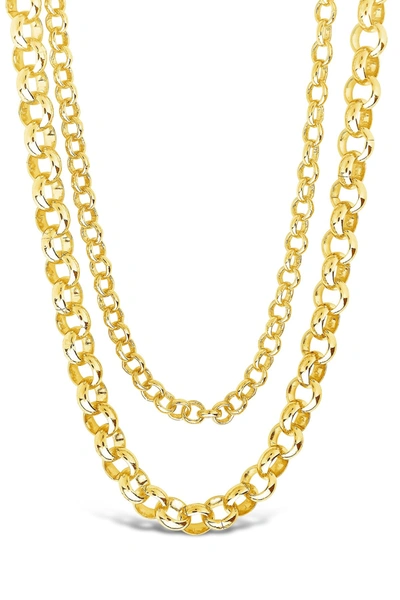 Sterling Forever 14k Gold Plated Bold Layered Rolo Chain Necklace