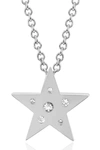 EF COLLECTION 14K WHITE GOLD SAPPHIRE SPECKLED STAR NECKLACE,810022388969