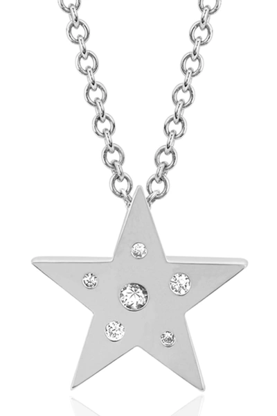 Ef Collection 14k White Gold Sapphire Speckled Star Necklace