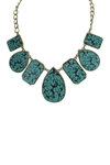 Olivia Welles Gaby 14k Yellow Gold Plated Crackled Statement Necklace In Worn Gold-turquoise