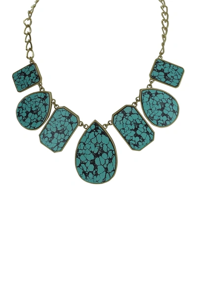 Olivia Welles Gaby 14k Yellow Gold Plated Crackled Statement Necklace In Worn Gold-turquoise