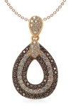 SUZY LEVIAN PAVE CZ TEARDROP SHAPE PENDANT NECKLACE,636225491325