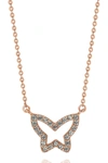 Suzy Levian 14k Rose Gold 0.30 Ct. Tw. Diamond Butterfly Necklace In Rose