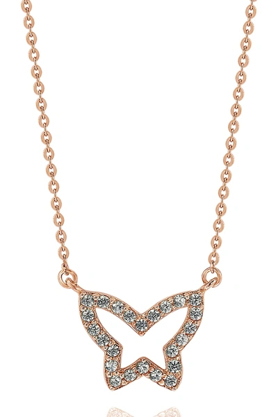 SUZY LEVIAN 14K ROSE GOLD DIAMOND BUTTERFLY NECKLACE,636225494302