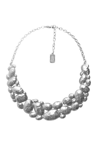 Karine Sultan Sterling Silver Plated Hammered Cobblestone Necklace