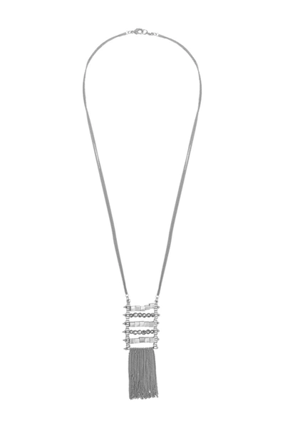 Karine Sultan Sterling Silver Plated Longline Boho Tassel Necklace