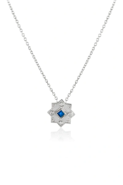 Legend Amrapali Silver Sterling Silver Heritage Star Of Lakshmi Blue Sapphire & Diamond Pendant Necklace