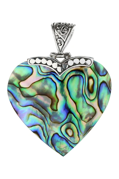 Samuel B Jewelry Sterling Silver Abalone Heart Pendant In Blue-green
