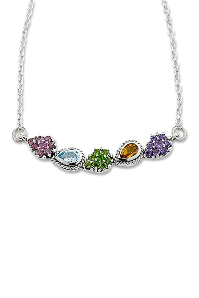 Samuel B Jewelry Samuel B. Sterling Silver 18" Multistone Bar Necklace