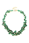 Eye Candy Los Angeles Multi Shape Green Crystal Cluster Collar Necklace In Gold/green