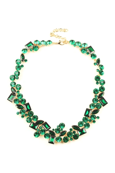 Eye Candy Los Angeles Multi Shape Green Crystal Cluster Collar Necklace In Gold/green
