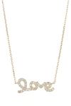 Adornia 14k Yellow Gold Plated Sterling Silver Swarovski Crystal Cursive Love Necklace