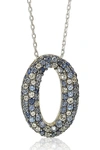 Suzy Levian Sterling Silver Sapphire Diamond Accent Oval Pendant Necklace In Blue