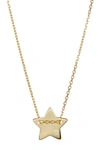 ADORNIA 14K YELLOW GOLD PLATED DIAMOND DETAIL STAR CHARM NECKLACE,816819025598