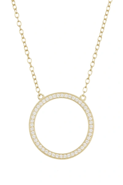 Adornia 14k Yellow Gold Plated Pave Open Circle Pendant Necklace