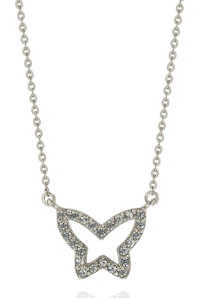 Suzy Levian 14k White Gold Diamond Butterfly Necklace