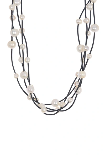 Adornia Layered Freshwater Pearl Necklace In Silver