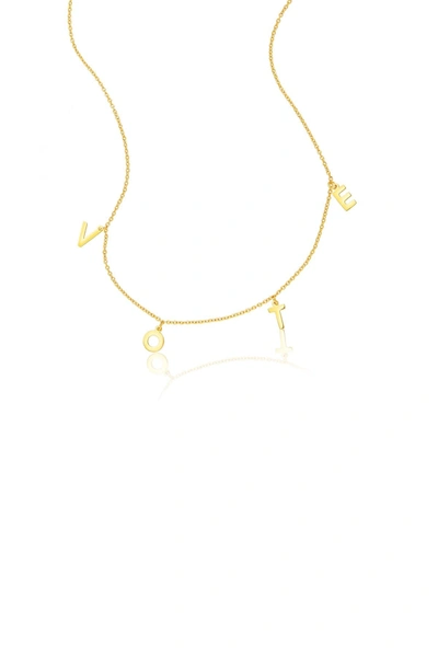 Adornia Vote Necklace Gold In Yellow
