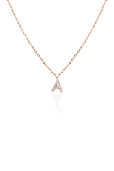 Melinda Maria A-z Itty Bitty Pave Cz Letter Pendant Necklace In Rose Gold