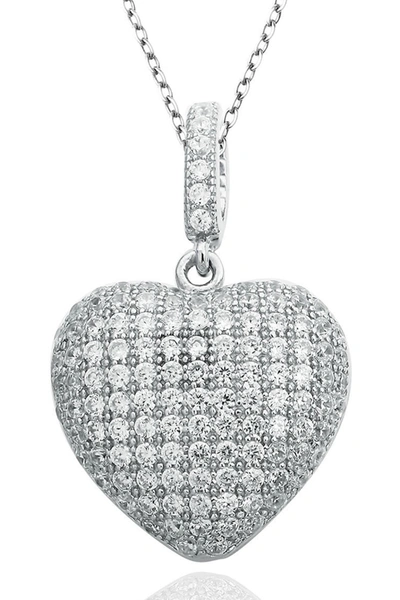 Suzy Levian White Cz Sterling Silver Pave Heart Pendant