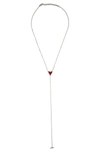 Adornia Fine White Rhodium Plated Sterling Silver Pave Diamond Heart Lariat Y-drop Necklace- 0.25 Ctw