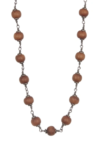 Adornia Fine Sandalwood Beaded Necklace In Brown