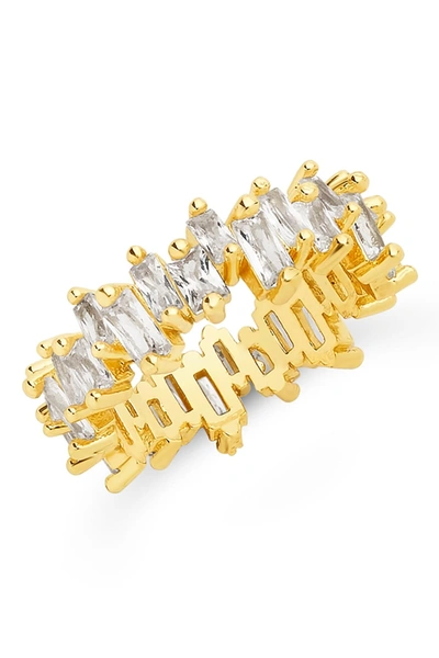 Sterling Forever 14k Gold Plated Sterling Silver Cz Staggered Eternity Band