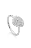 Monica Vinader Nura Diamond Pebble Stacking Ring In Silver/ Diamond