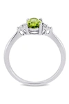 Delmar Oval Peridot & Diamond Cluster Ring In Green