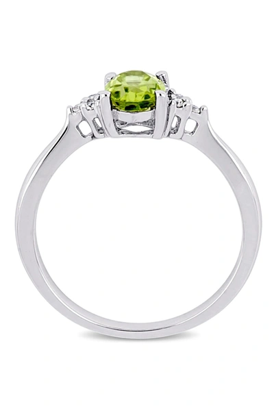 Delmar Oval Peridot & Diamond Cluster Ring In Green