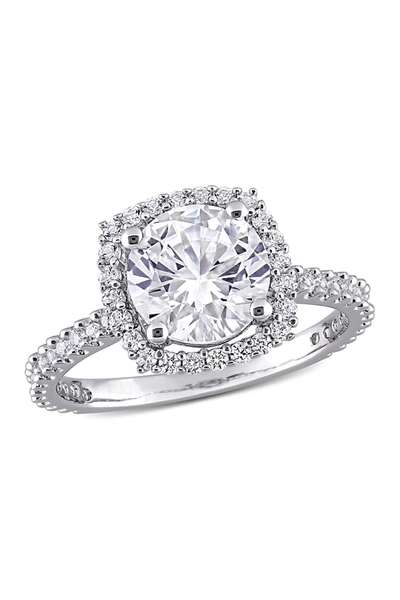 Delmar Sterling Silver Created White Sapphire Halo Ring