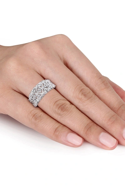 Delmar Sterling Silver Lab Created White Sapphire Milgrain Ring