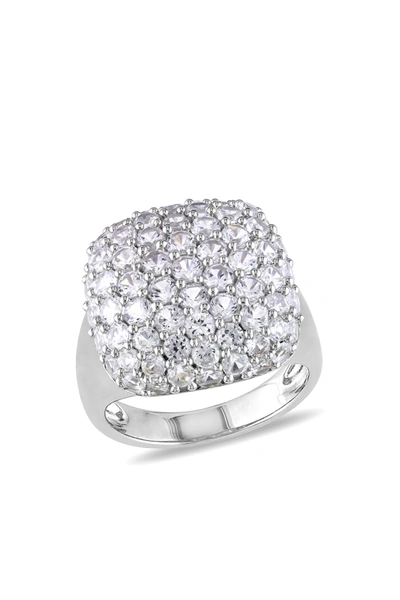 Delmar Sterling Silver Pave Created White Sapphire Cushion Ring