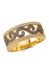 Lafonn Gold Plated Filigree Ring With Simulated Diamonds In White-chocolate
