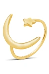 Sterling Forever 14k Gold Vermeil Crescent Moon Open Ring In Gold