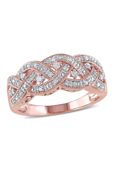 Delmar Two-tone Pave Diamond Braid Ring In Rose