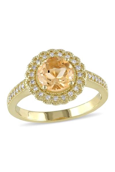 Delmar Round Citrine & Diamond Ring In Yellow