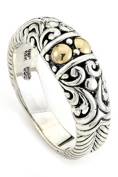Samuel B Jewelry Samuel B. Sterling Silver & 18k Gold Balinese Design Ring In Silver-gold