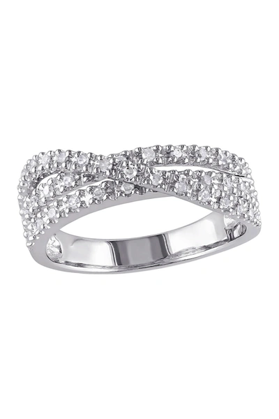 Delmar Sterling Silver Multi Twist Pave Diamond Ring