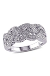 Delmar Sterling Silver Diamond Woven Ring In Silver