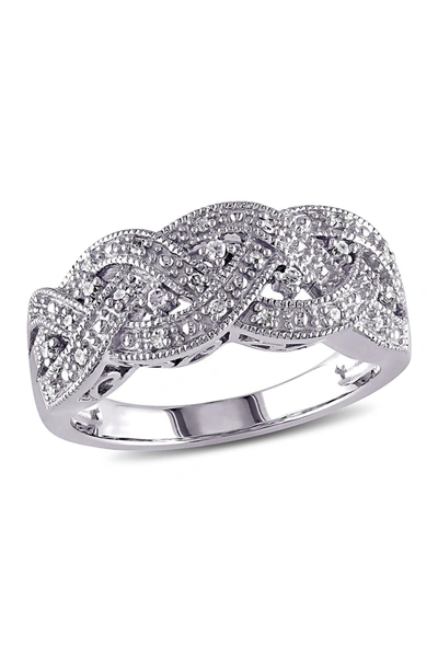 Delmar Sterling Silver Diamond Woven Ring